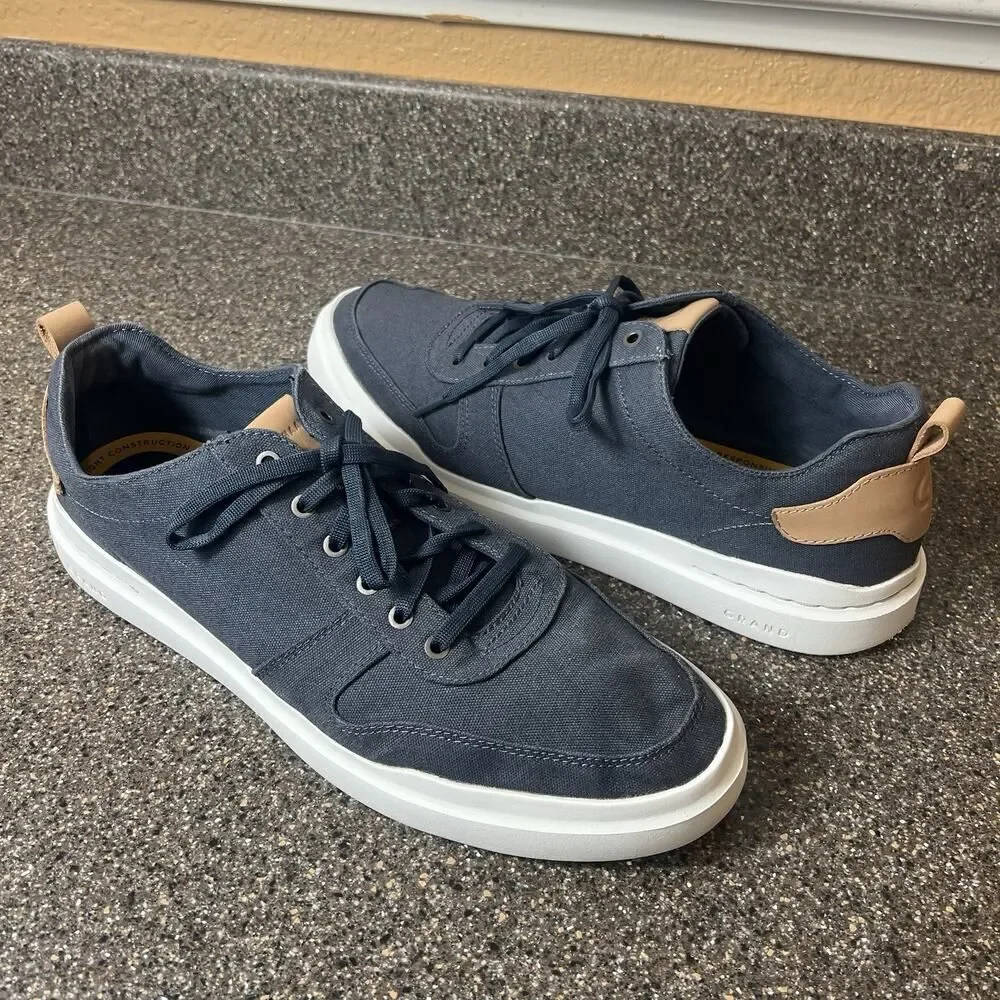 Cole Haan Grand 360 Mens Sz 13 M Shoes Blue Canvas Casual Comfort Sneaker Oxford